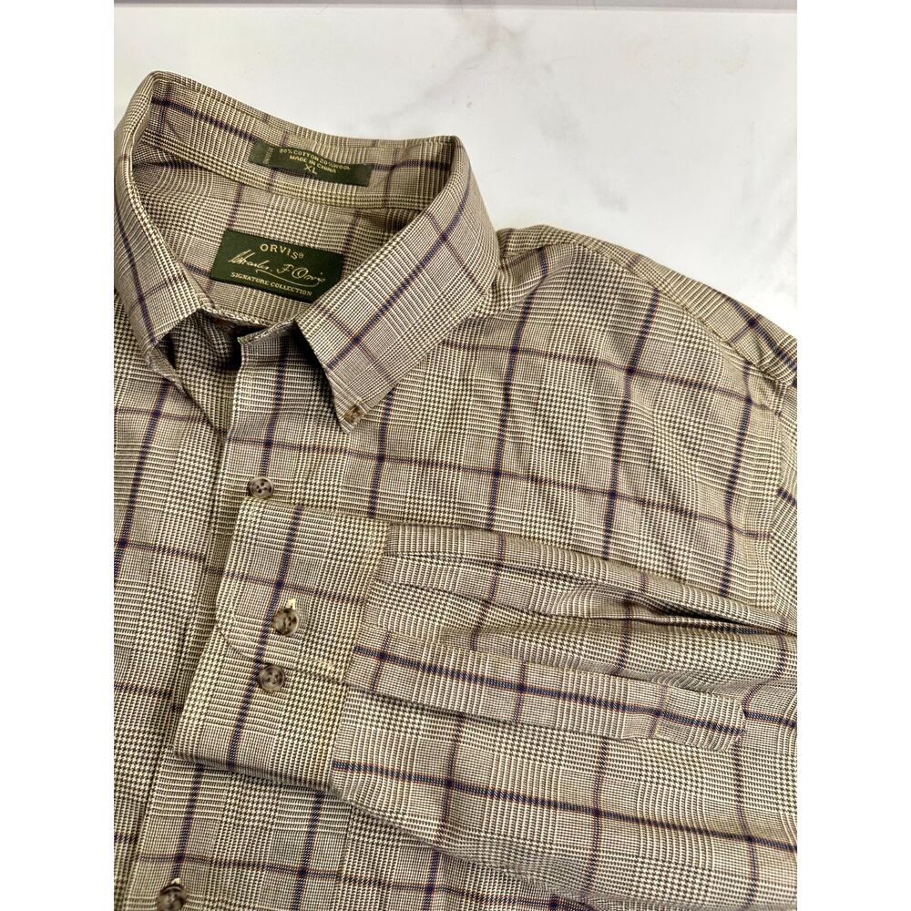 Orvis Signature Collection Wool Blend Plaid Shirt Men's XL Long Sleeve Button Up